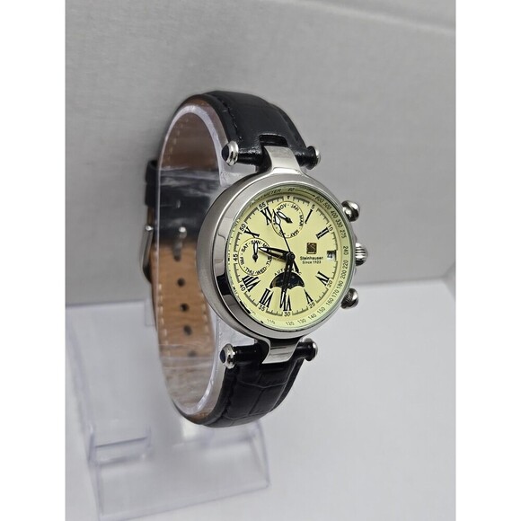 Steinhausen Marquise Automatic Watch Moon Phase Triple Calendar Silver Black - Picture 3 of 13